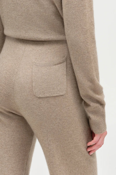 Warm-Oatmeal Pure Cashmere Wide-Leg Pants