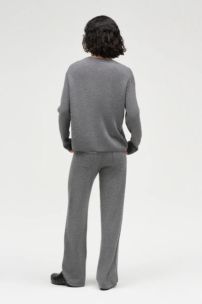 Grey Wool-Cashmere Mickey & Minnie Peek Pocket Sweater