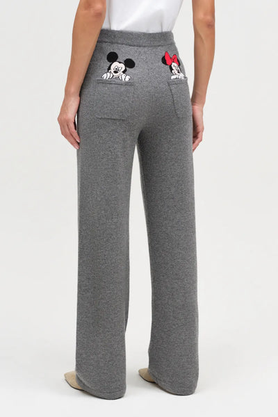 Grey Wool-Cashmere Disney Peek Pocket Wide-Leg Track Pants