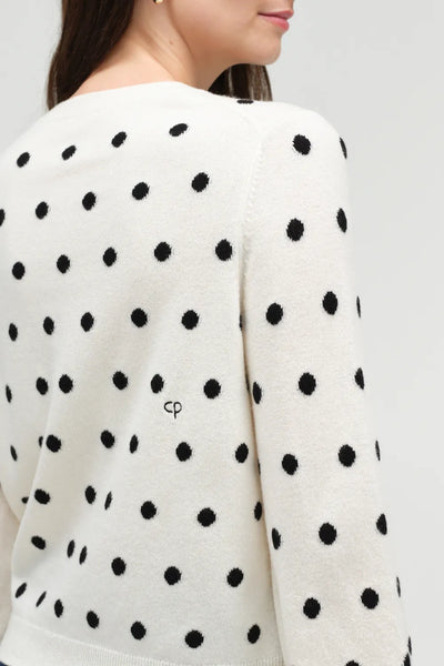 Cream Wool-Cashmere Polka Dot Sweater