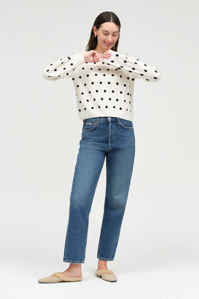 Cream Wool-Cashmere Polka Dot Sweater