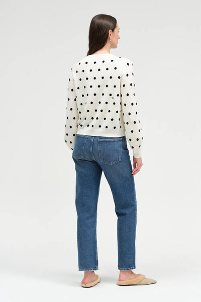 Cream Wool-Cashmere Polka Dot Sweater