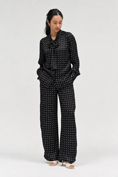 Black Viscose Polka Tie Shirt
