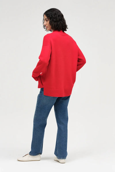 Red Wool-Cashmere Pop Pocket Sweater