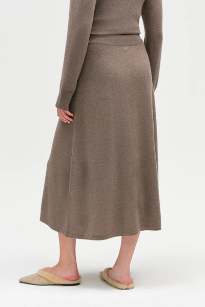 Mushroom Wool-Cashmere Argyle Skirt
