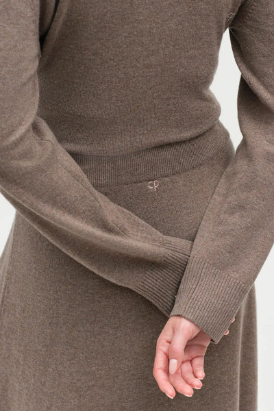 Mushroom Wool-Cashmere Argyle Skirt