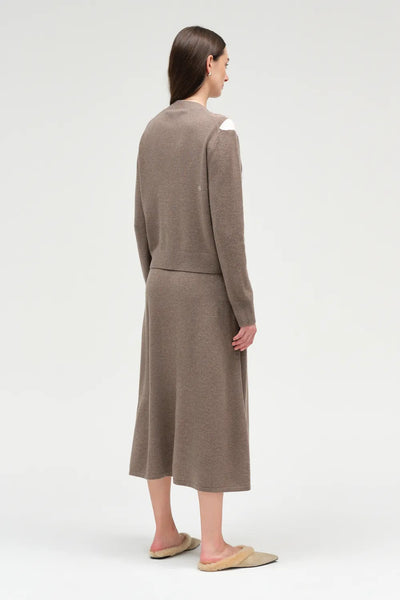 Mushroom Wool-Cashmere Argyle Cardigan