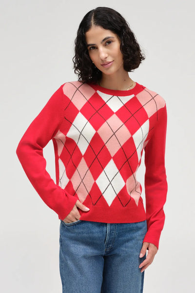 Red Wool-Cashmere Argyle Sweater