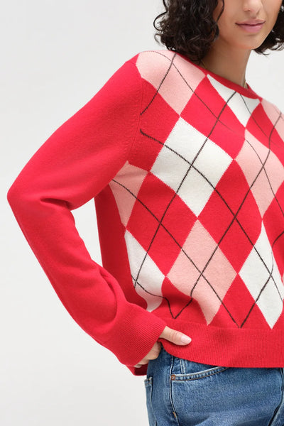 Red Wool-Cashmere Argyle Sweater