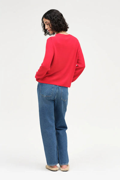 Red Wool-Cashmere Argyle Sweater