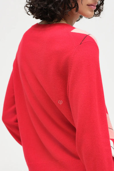 Red Wool-Cashmere Argyle Sweater