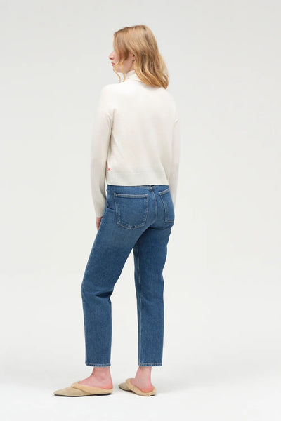 Cream Wool-Cashmere Tie Neck Cardigan