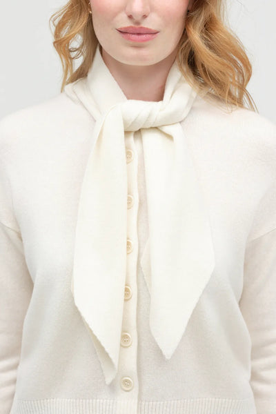 Cream Wool-Cashmere Tie Neck Cardigan