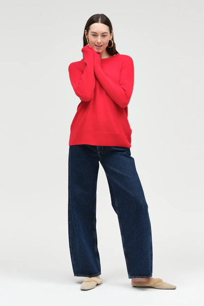 Velvet-Red Wool-Cashmere Slouchy Sweater