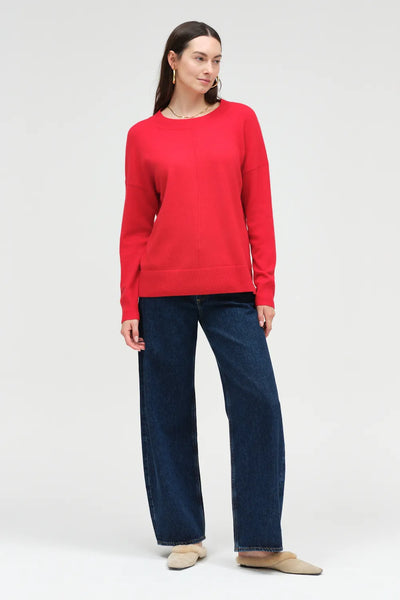 Velvet-Red Wool-Cashmere Slouchy Sweater