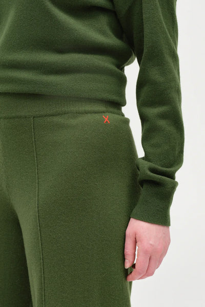 Green Wool-Cashmere Wide-Leg Track Pants