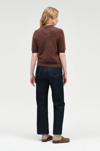 Chocolate Brushed Cashmere Polo Tee