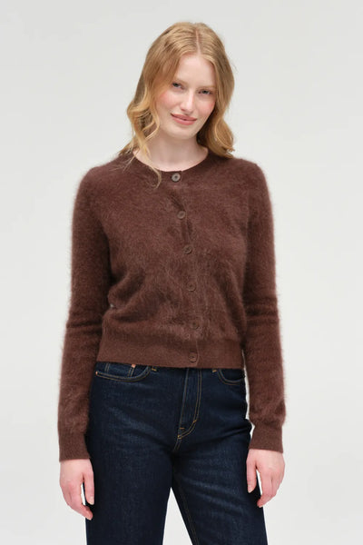Chocolate Brushed Cashmere Cardigan