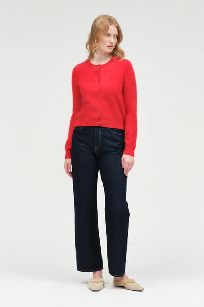 Velvet Red Brushed Cashmere Cardigan