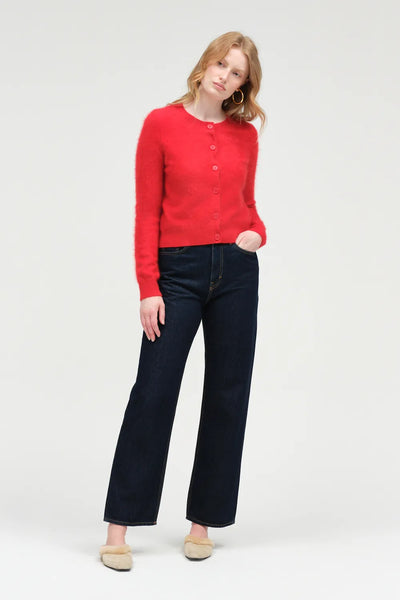 Velvet Red Brushed Cashmere Cardigan