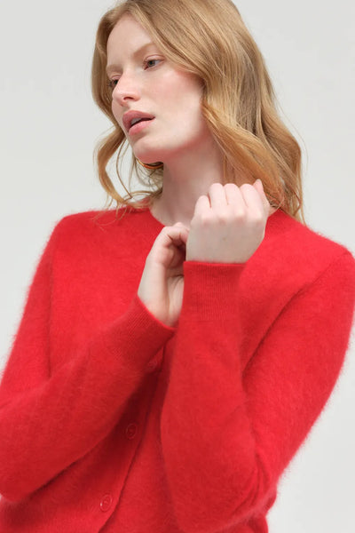 Velvet Red Brushed Cashmere Cardigan