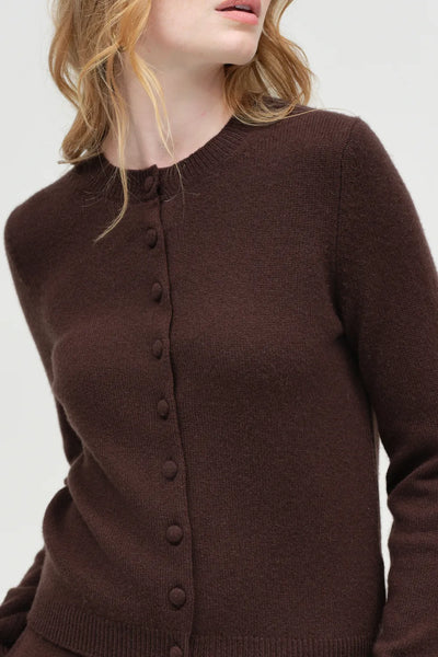 Chocolate Pure Cashmere Camille Cardigan