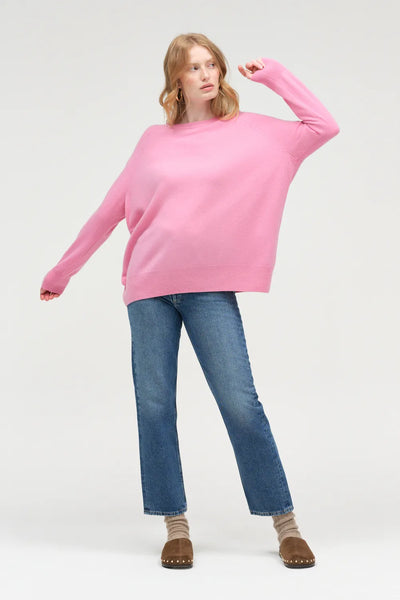 Flamingo-Pink Pure Cashmere Slouchy Sweater