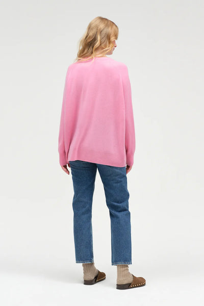 Flamingo-Pink Pure Cashmere Slouchy Sweater