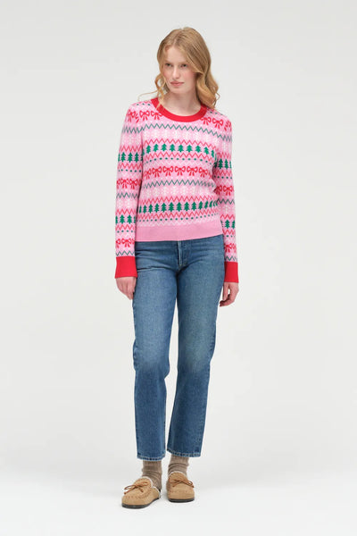 Pink Wool-Cashmere Christmas Fairisle Sweater