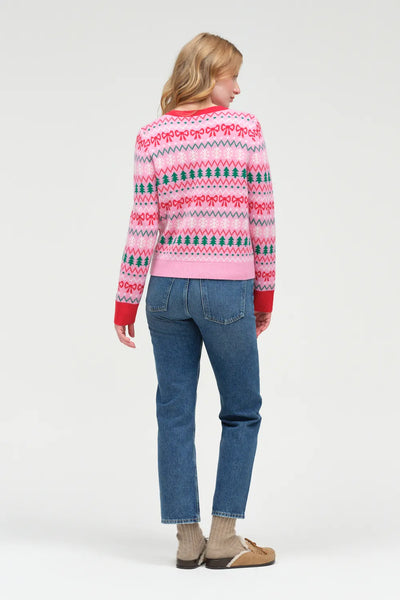 Pink Wool-Cashmere Christmas Fairisle Sweater