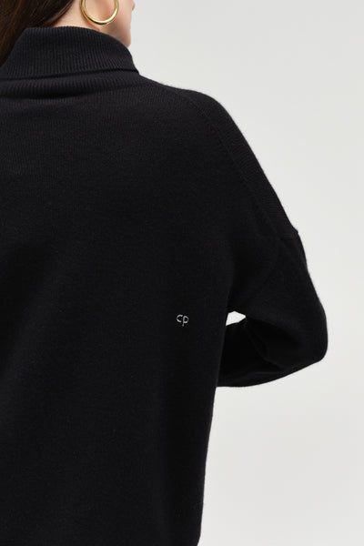 Black Pure Cashmere Rollneck Sweater