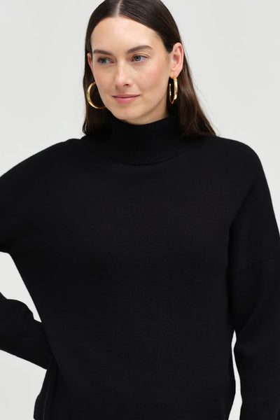 Black Wool-Cashmere Relaxed Rollneck Sweater