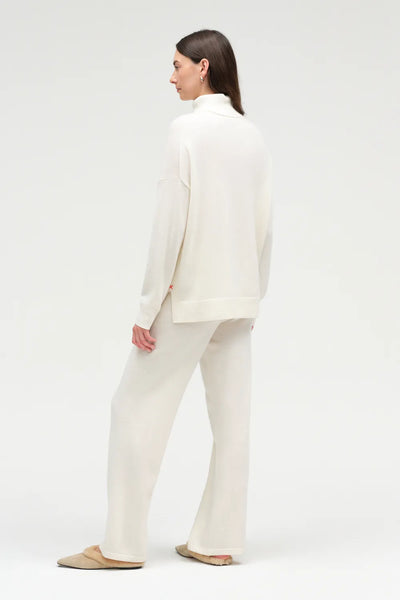 Cream Wool-Cashmere Relaxed Rollneck Sweater