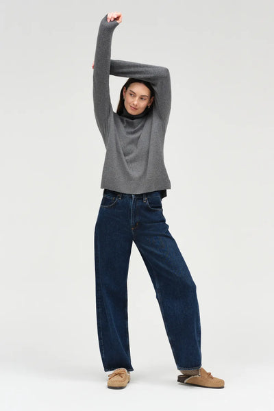 Grey Wool-Cashmere Relaxed Rollneck Sweater