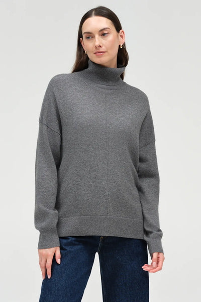 Grey Wool-Cashmere Relaxed Rollneck Sweater