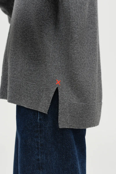 Grey Wool-Cashmere Relaxed Rollneck Sweater