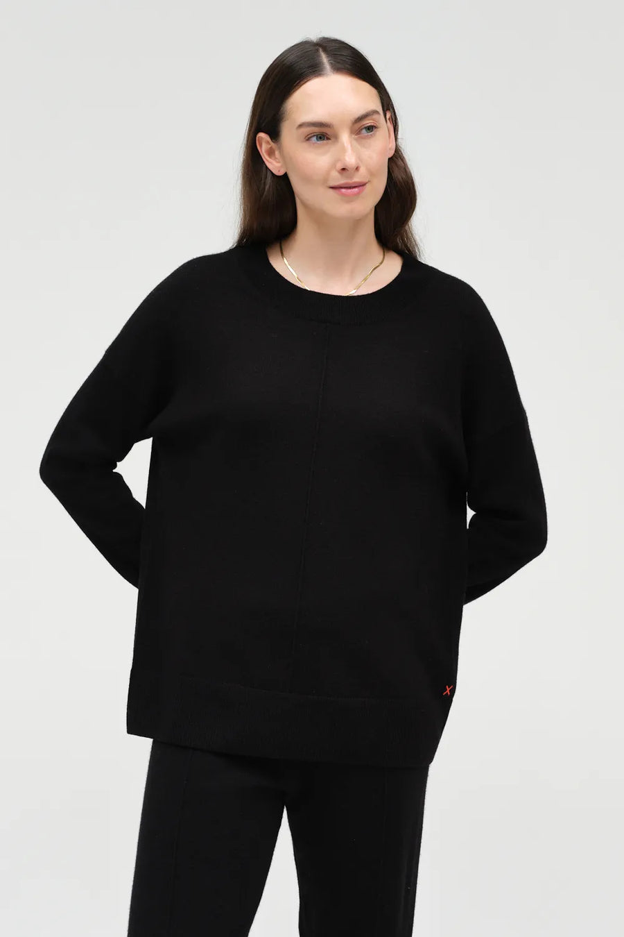 Black Wool-Cashmere Slouchy Sweater