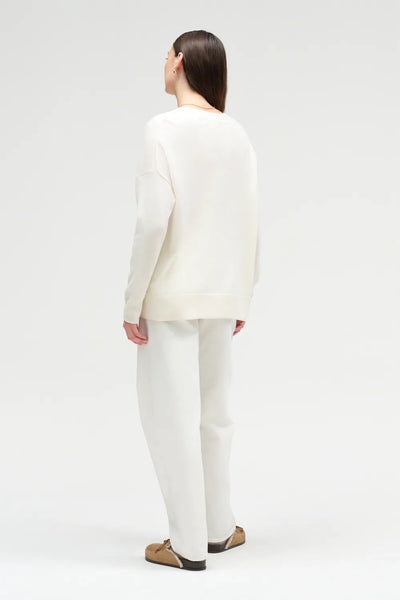 Cream Wool-Cashmere Slouchy Sweater