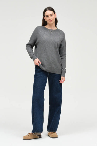 Grey Wool-Cashmere Slouchy Sweater