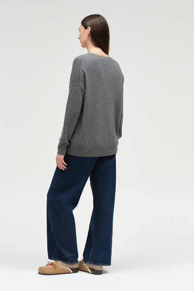 Grey Wool-Cashmere Slouchy Sweater