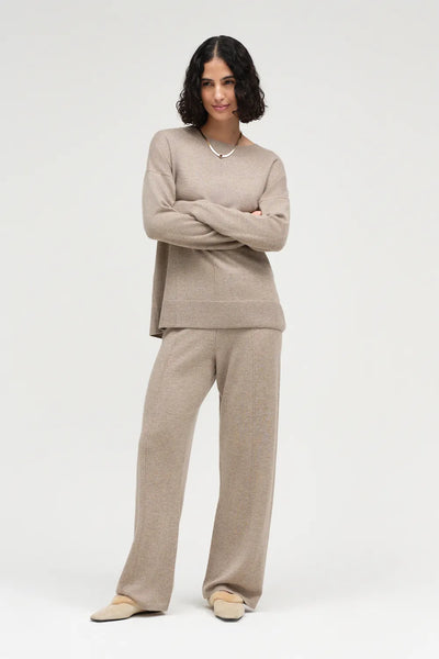 Warm-Oatmeal Wool-Cashmere Slouchy Sweater