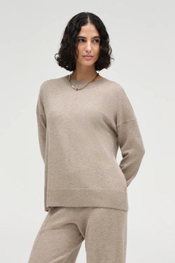 Warm-Oatmeal Wool-Cashmere Slouchy Sweater