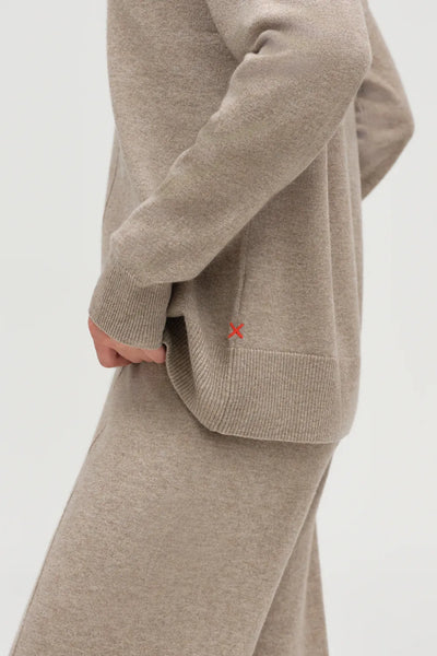 Warm-Oatmeal Wool-Cashmere Slouchy Sweater