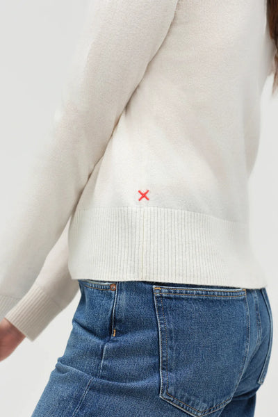 Cream Wool-Cashmere Cropped Sweater