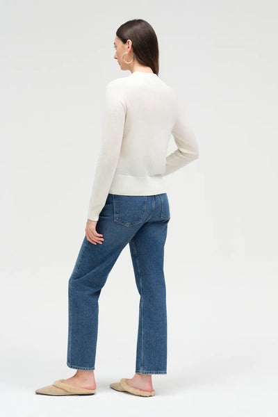 Cream Wool-Cashmere Cropped Sweater