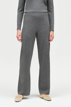 Grey Wool-Cashmere Wide-Leg Track Pants