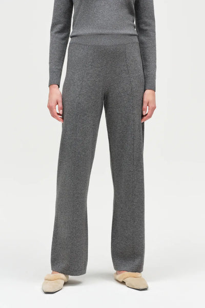Grey Wool-Cashmere Wide-Leg Track Pants
