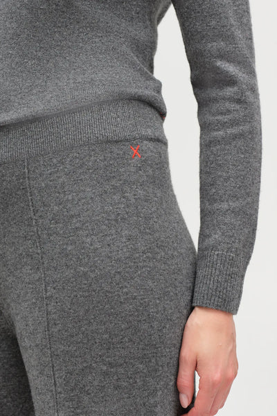 Grey Wool-Cashmere Wide-Leg Track Pants
