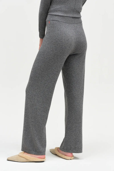 Grey Wool-Cashmere Wide-Leg Track Pants