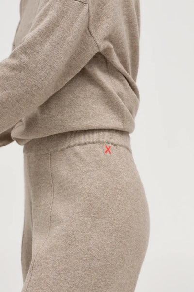 Warm-Oatmeal Wool-Cashmere Wide-Leg Track Pants